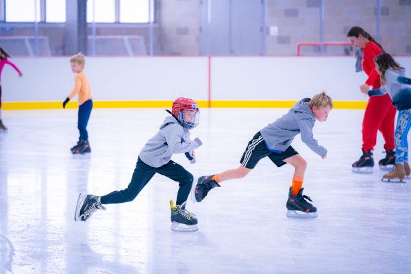Campers ice skating at the Sub-Zero Ice Center.